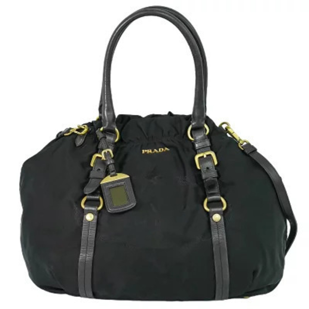 Prada Jacquard 2Way Shoulder Bag Black